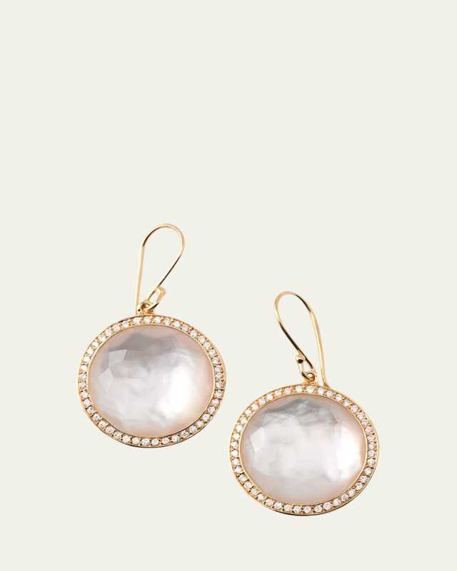Round Drop Earrings in 18K Gold with Diamonds